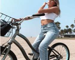 She loves to ride a bike whenever she finds an opportunity.
